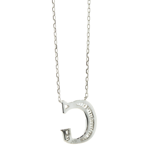18 Karat White Gold Mosaic Set Diamond Initial G Necklace