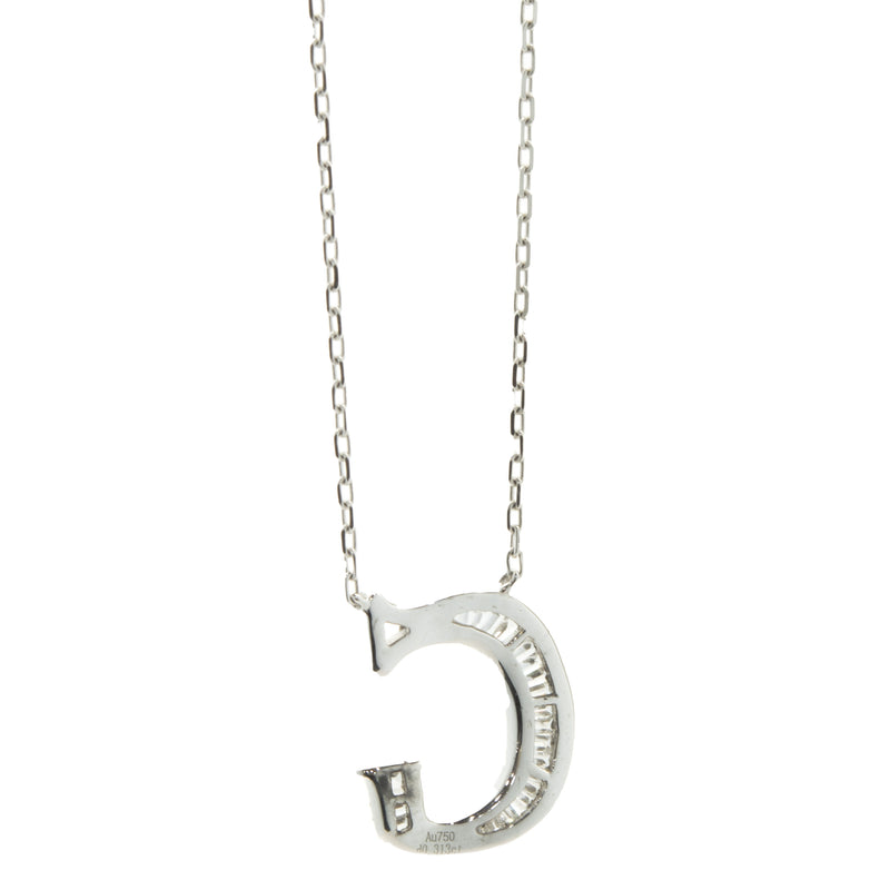 18 Karat White Gold Mosaic Set Diamond Initial G Necklace