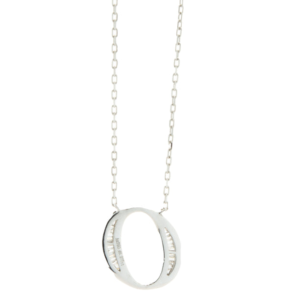 18 Karat White Gold Mosaic Set Diamond Initial O Necklace