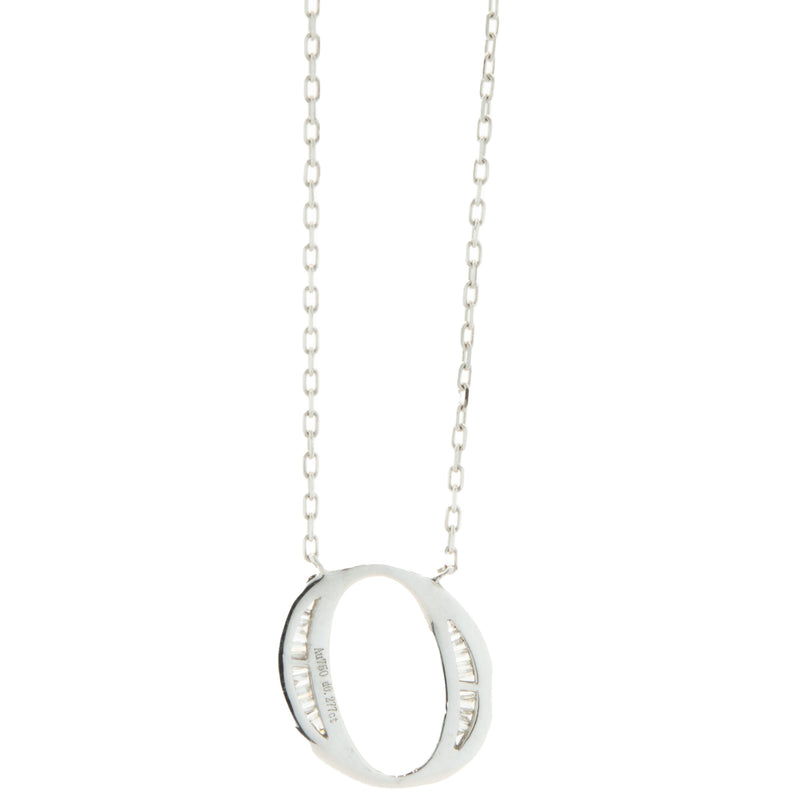18 Karat White Gold Mosaic Set Diamond Initial O Necklace