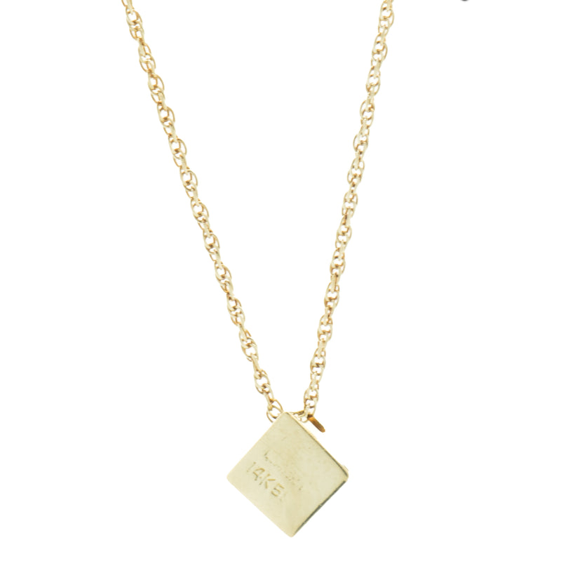 14 Karat Yellow Gold Diamond Cube Necklace
