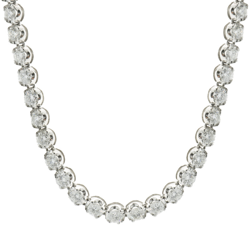 14 Karat White Gold Diamond Tennis Necklace