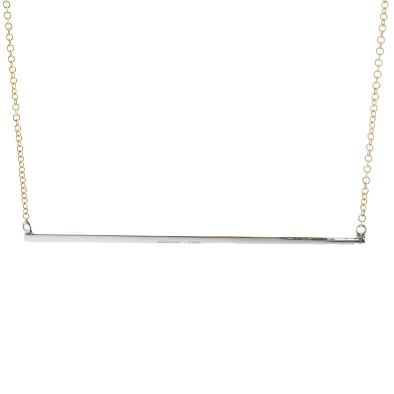 14 Karat Yellow Gold Diamond Bar Necklace