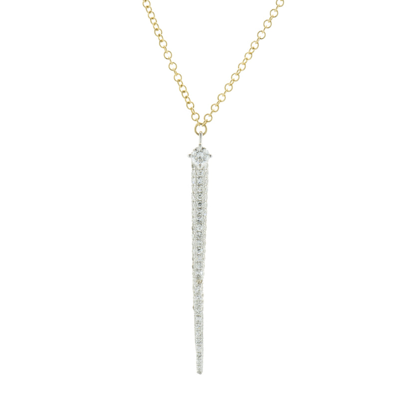 14 Karat Yellow Gold Pave Diamond Spear Necklace