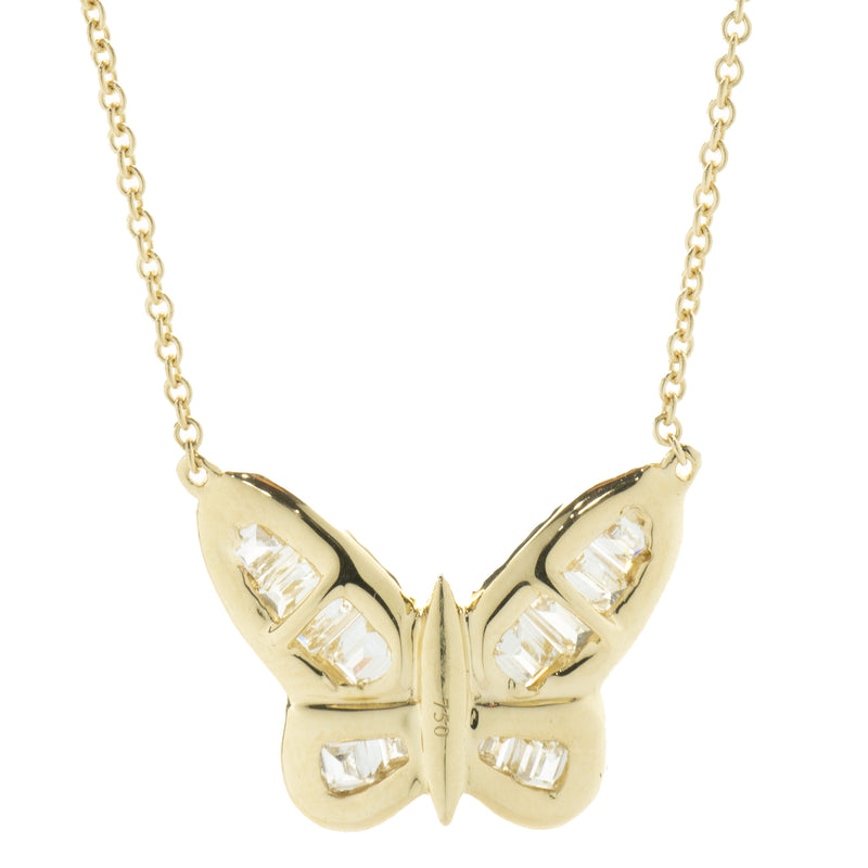 14 Karat Yellow Gold Mosaic Set Diamond Butterfly