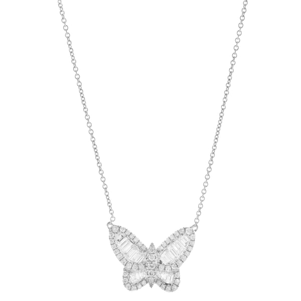 14 Karat White Gold Mosaic Set Diamond Butterfly
