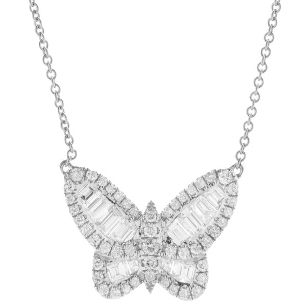 14 Karat White Gold Mosaic Set Diamond Butterfly