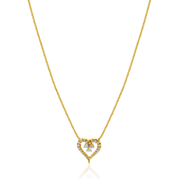 18 / 14 Karat Yellow Gold Open Diamond Heart Necklace