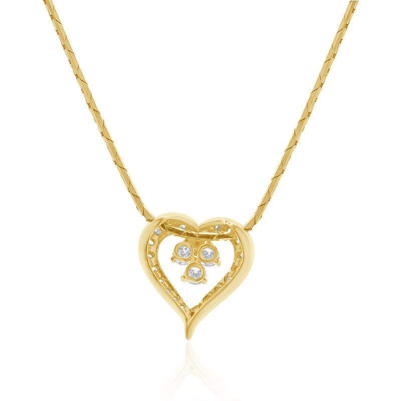 18 / 14 Karat Yellow Gold Open Diamond Heart Necklace