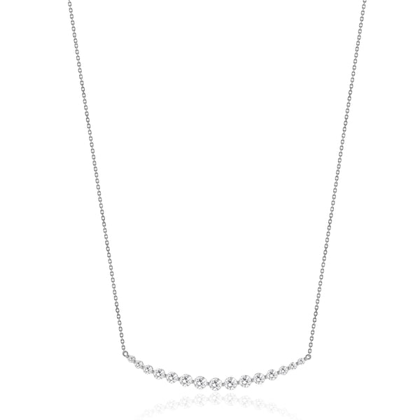 18 Karat White Gold Diamond Smile Necklace