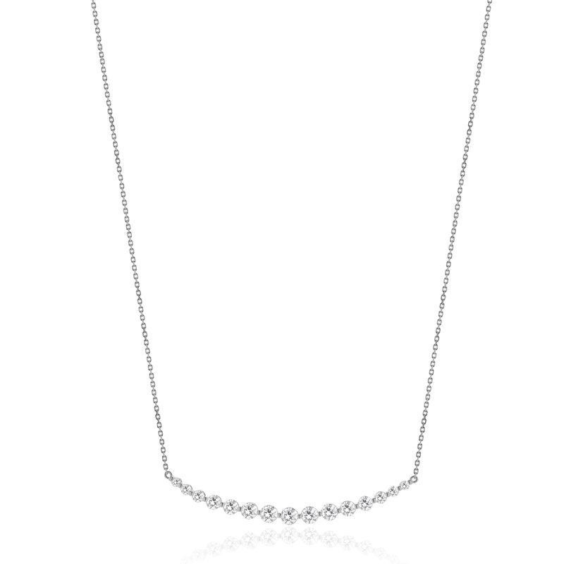 18 Karat White Gold Diamond Smile Necklace