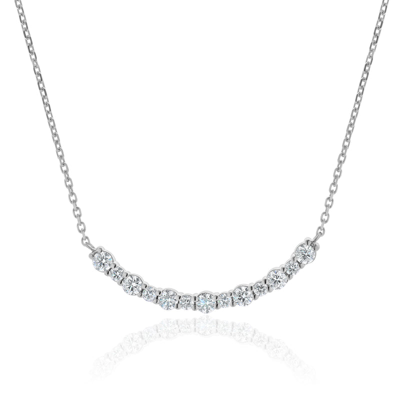 14 Karat White Gold Diamond Smile Necklace