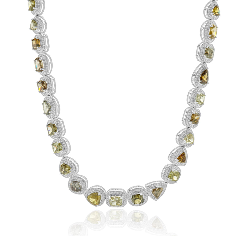 14k White Gold Multi-Colored Diamond Necklace