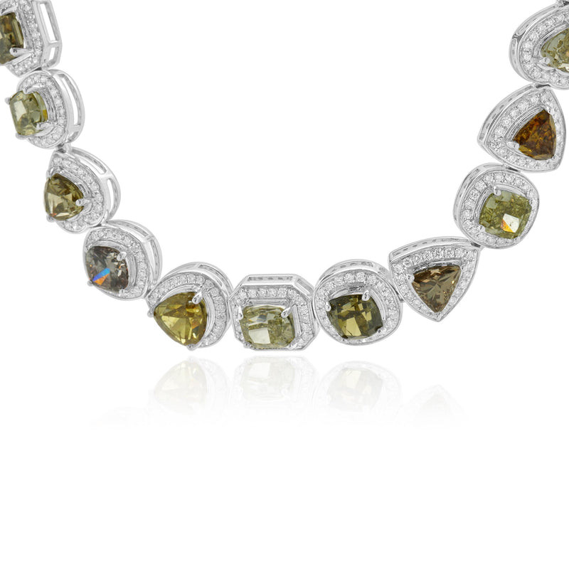 14k White Gold Multi-Colored Diamond Necklace