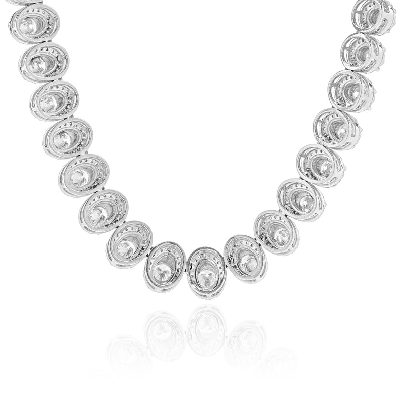14k White Gold Illusion Diamond Graduated Tennis Necklace