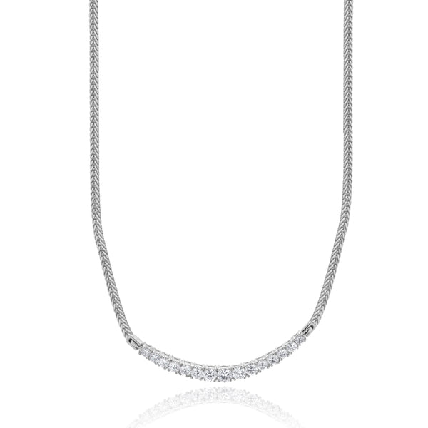 14 Karat White Gold Diamond Smile Necklace
