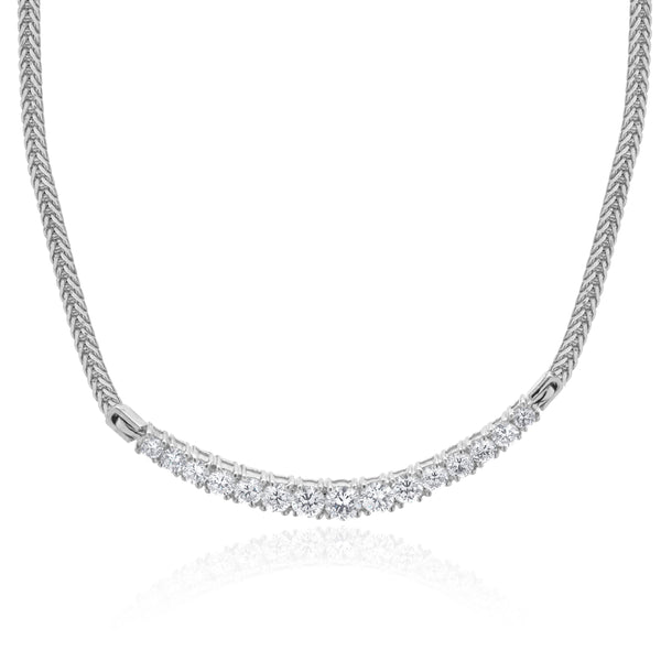 14 Karat White Gold Diamond Smile Necklace