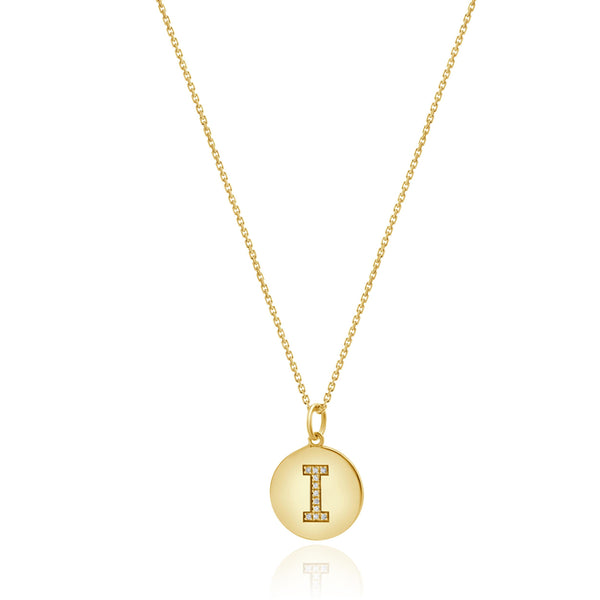 14 Karat Yellow Gold Diamond Initial I Necklace