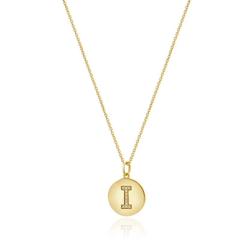 14 Karat Yellow Gold Diamond Initial I Necklace