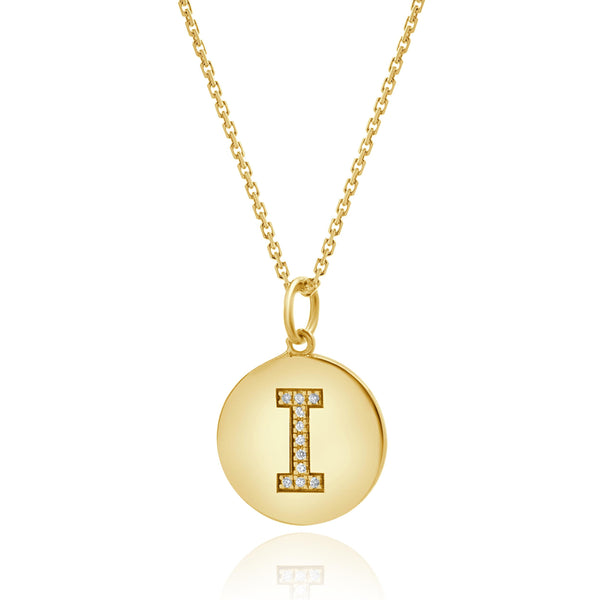14 Karat Yellow Gold Diamond Initial I Necklace