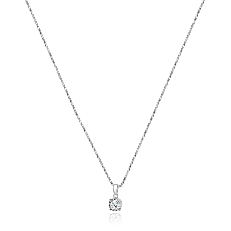 10 Karat White Gold Diamond Solitaire Necklace