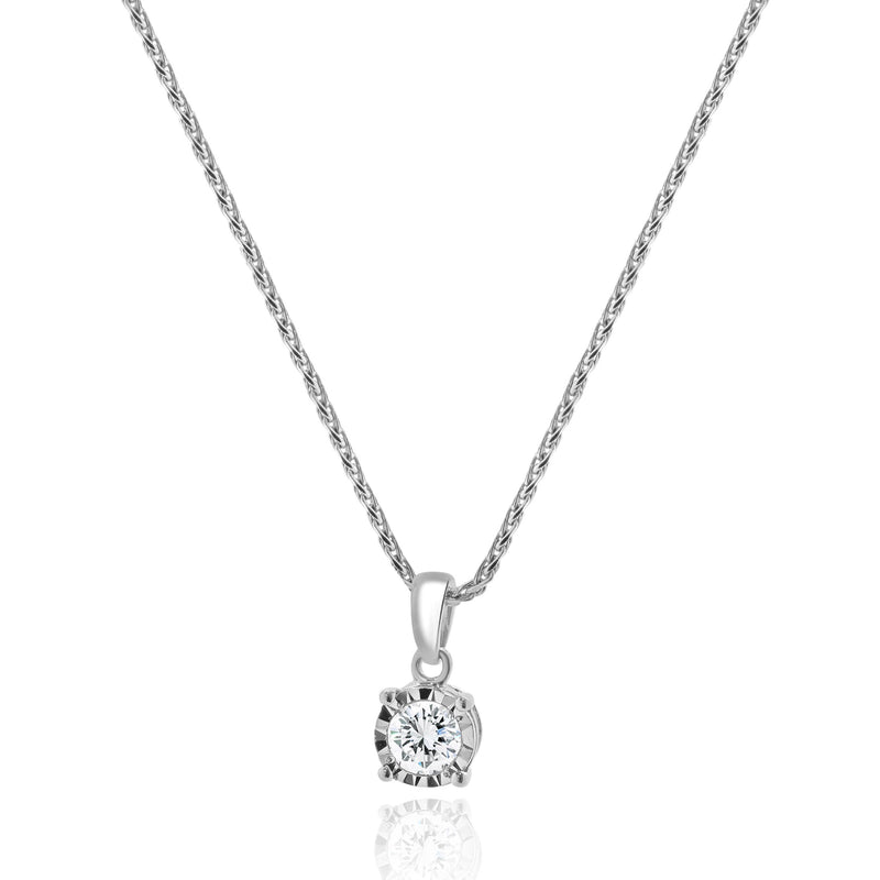 10 Karat White Gold Diamond Solitaire Necklace