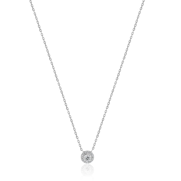 14 Karat White Gold Diamond Cluster Necklace