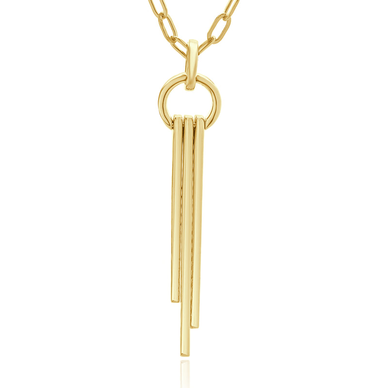 14 Karat Yellow Gold Diamond Three Row Lariat Necklace