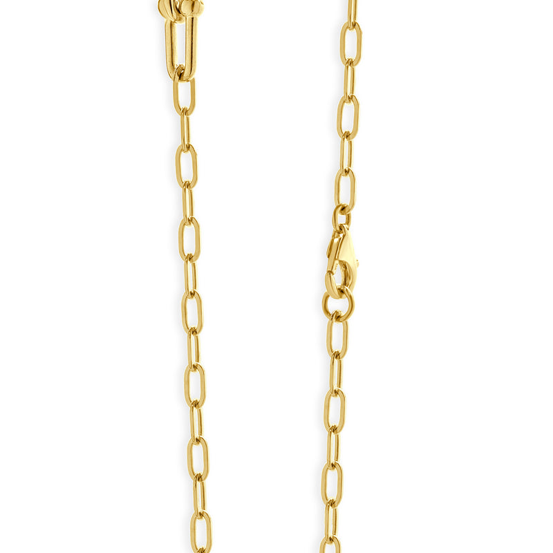 14 Karat Yellow Gold Pave Diamond Hardwear Station Necklace