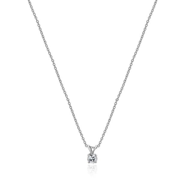 14 Karat White Gold Diamond Solitaire Necklace
