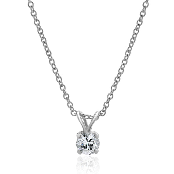 14 Karat White Gold Diamond Solitaire Necklace