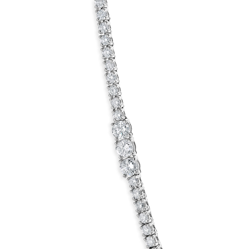 14 Karat White Gold Diamond Station Tennis Necklace