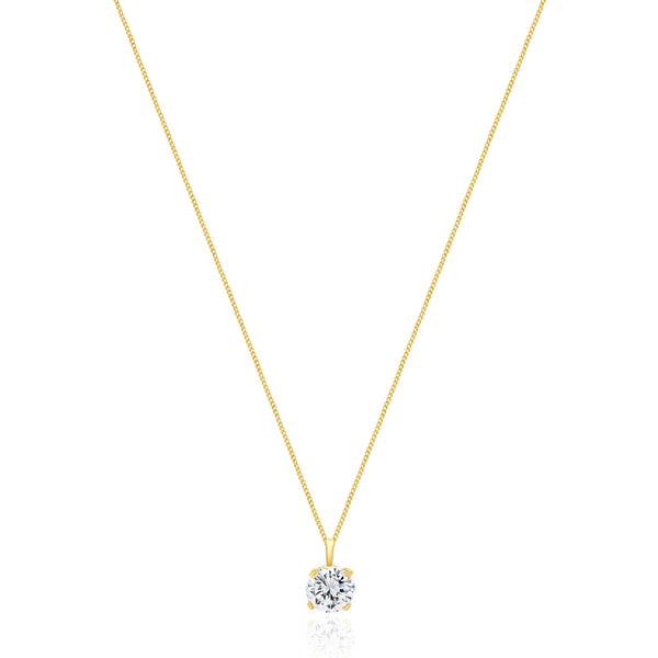 14 Karat Yellow Gold Diamond Solitaire Necklace