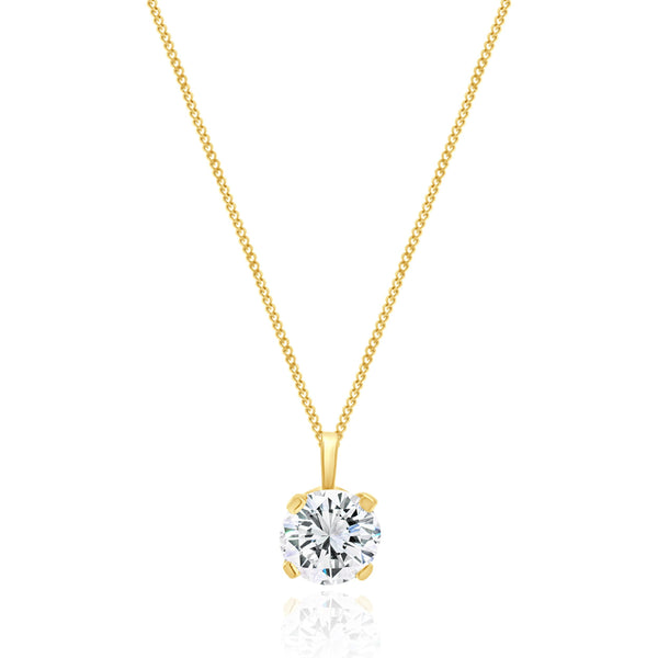 14 Karat Yellow Gold Diamond Solitaire Necklace