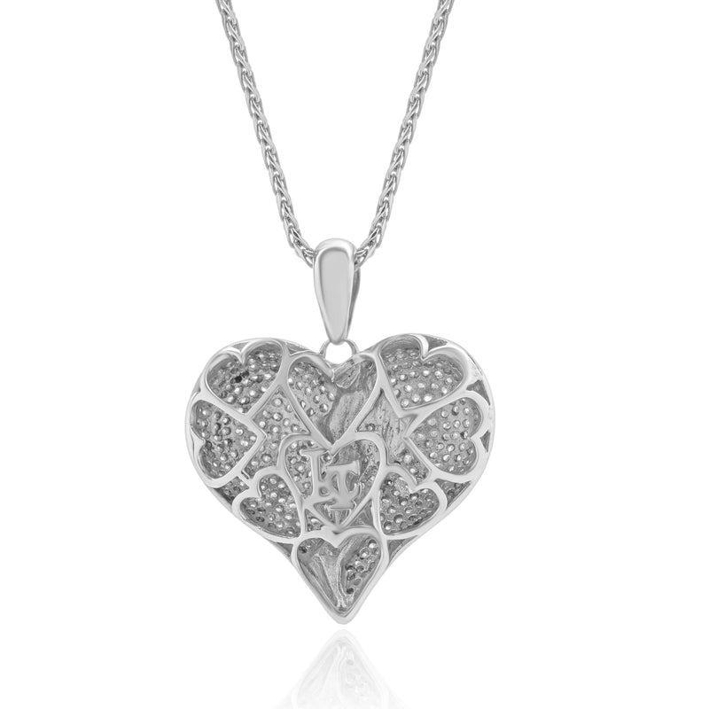10/14 Karat White Gold Pave Diamond and Enamel Broke Heart Necklace