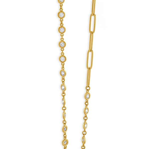 14 Karat Yellow Gold Diamonds By The Yard Paperclip Link Necklace