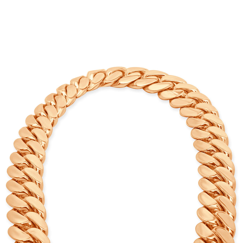 14 Karat Rose & White Gold Cuban Link Chain with Pave Diamond Clasp