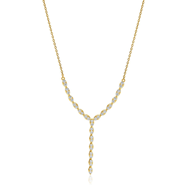 14 Karat Yellow Gold Diamond Lariat Necklace