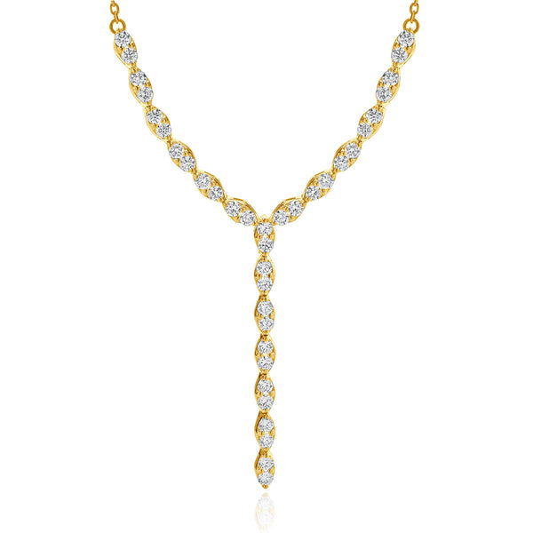 14 Karat Yellow Gold Diamond Lariat Necklace