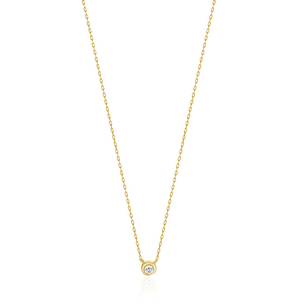 14 Karat Yellow Gold Diamond Solitaire Necklace