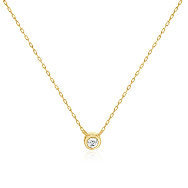 14 Karat Yellow Gold Diamond Solitaire Necklace