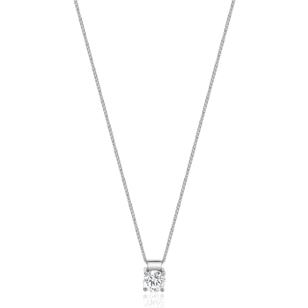 14 Karat White Gold Diamond Solitaire Necklace