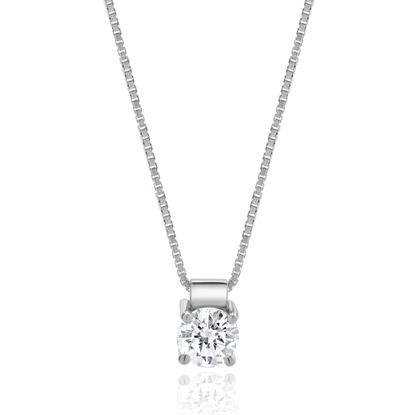14 Karat White Gold Diamond Solitaire Necklace