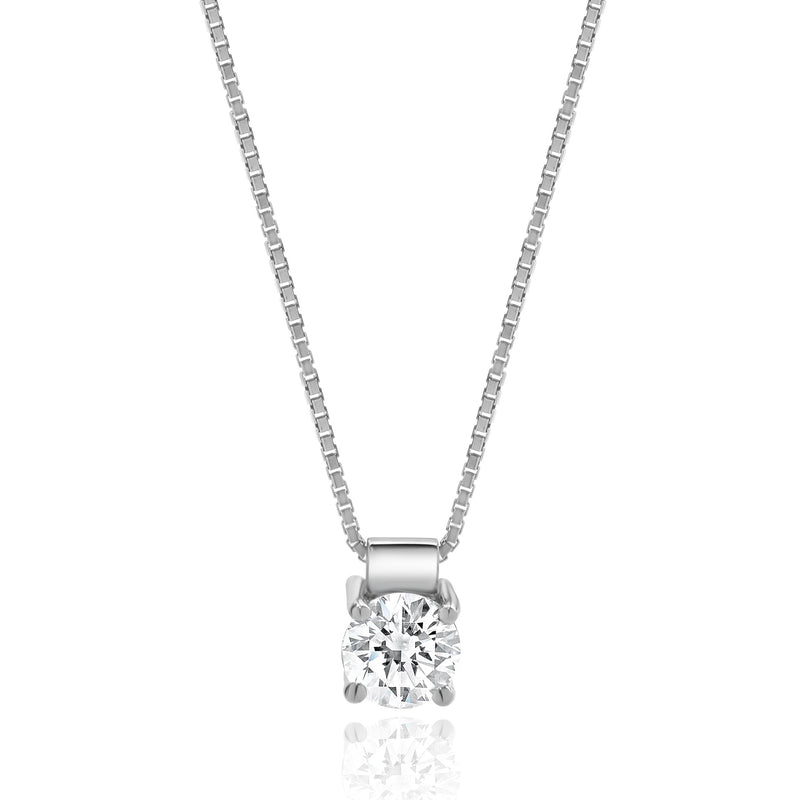 14 Karat White Gold Diamond Solitaire Necklace