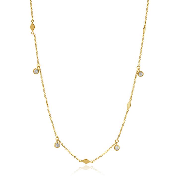 14 Karat Yellow Gold Diamond By The Yard Station Necklace