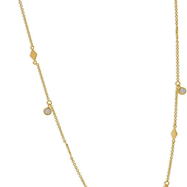 14 Karat Yellow Gold Diamond By The Yard Station Necklace