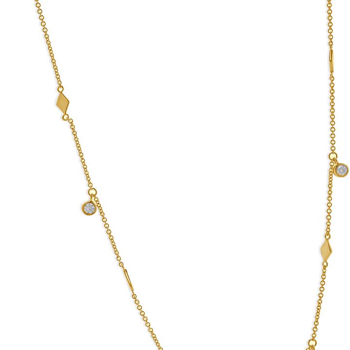 14 Karat Yellow Gold Diamond By The Yard Station Necklace