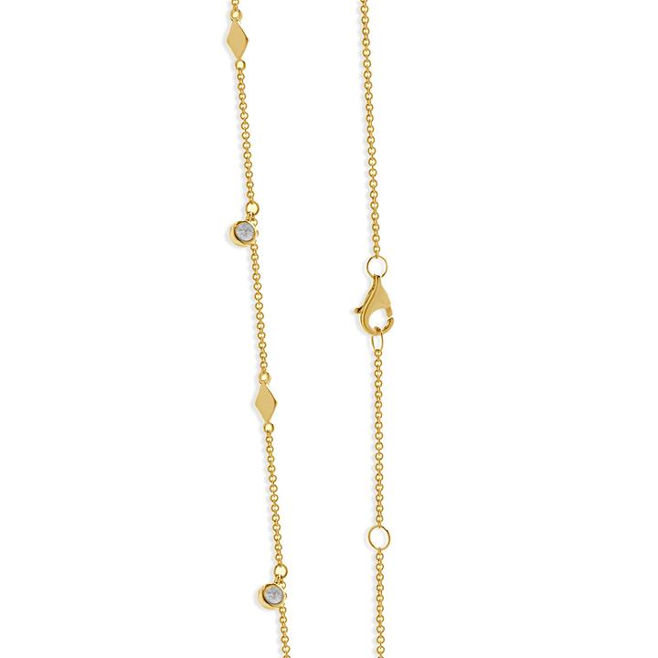 14 Karat Yellow Gold Diamond By The Yard Station Necklace