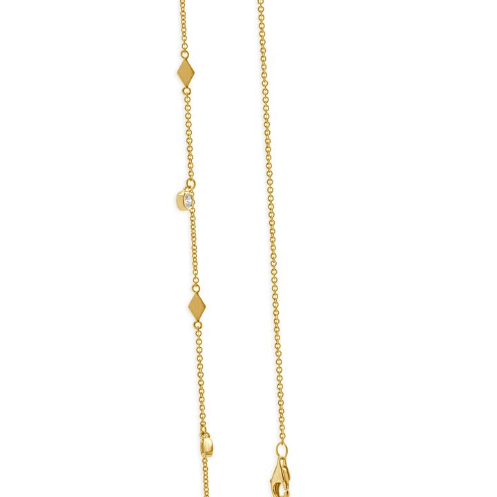 14 Karat Yellow Gold Diamond By The Yard Station Necklace
