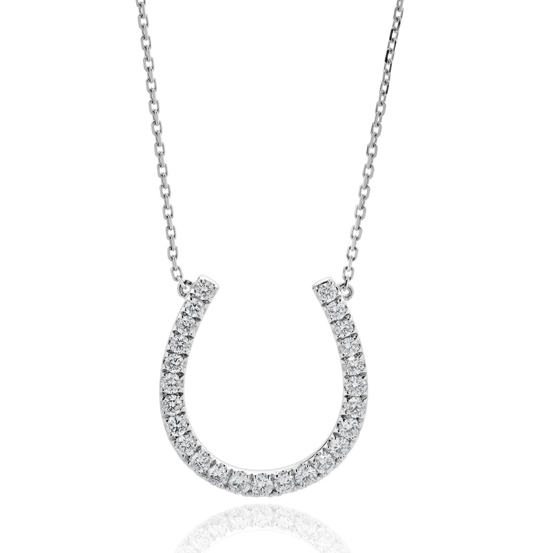 14 Karat White Gold Diamond Horseshoe Necklace